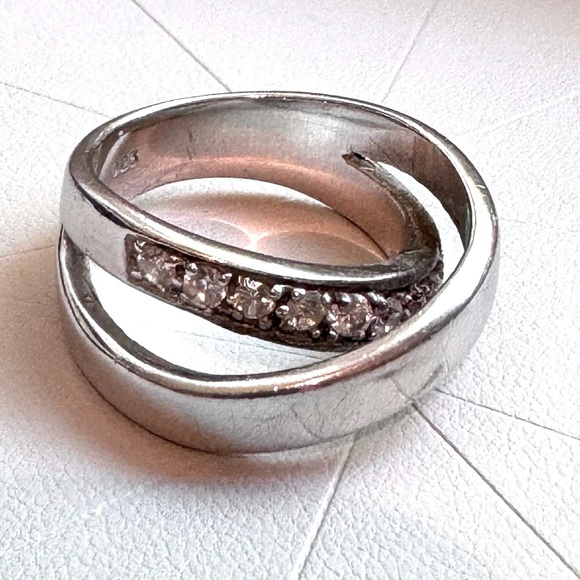 ✨ Vintage .925 Sterling Silver Double Eternity Band – Pave Crystal Sparkle! ✨ - Picture 3 of 15